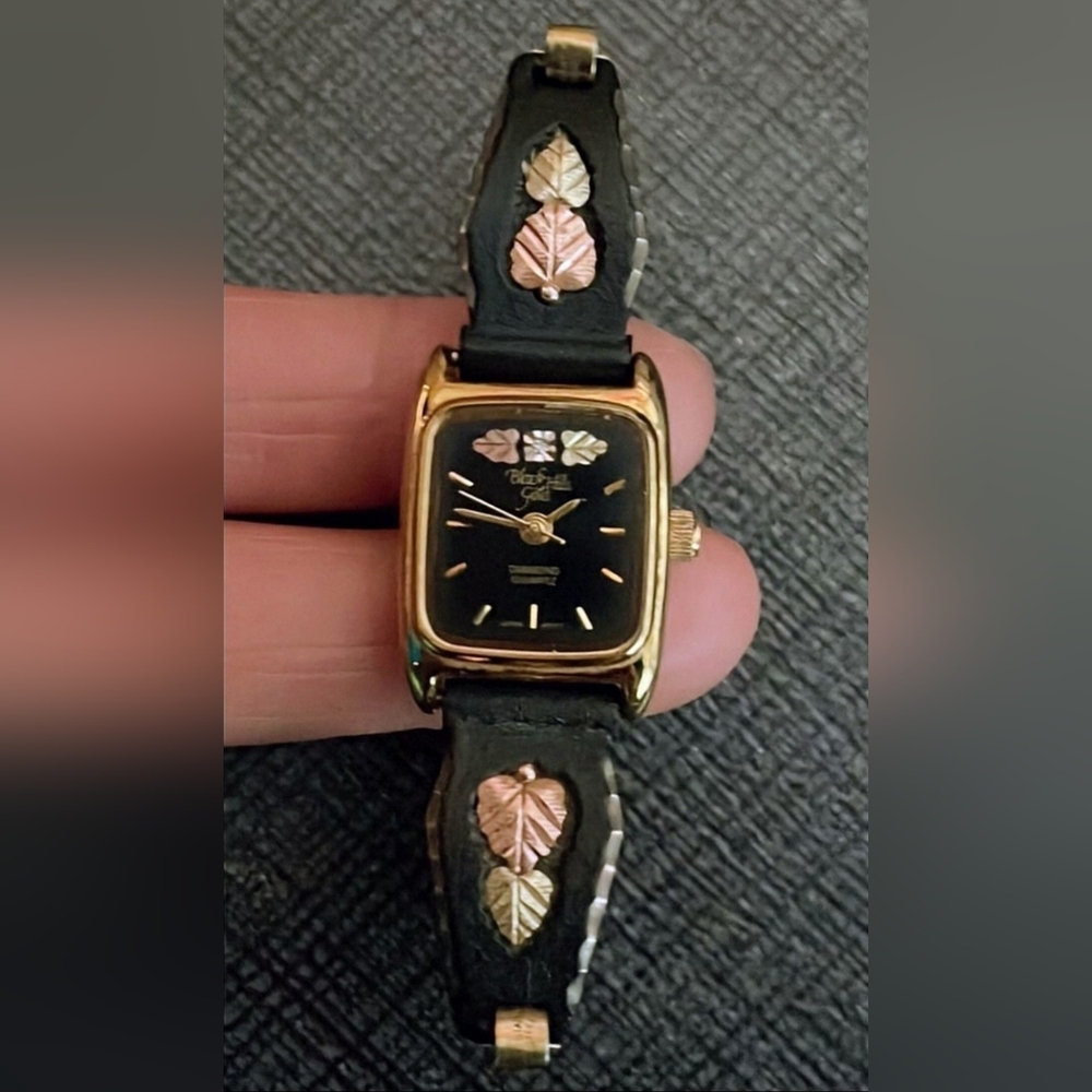 Black Hills Gold Diamond Watch with Gold Leaf Band - Picture 3 of 13